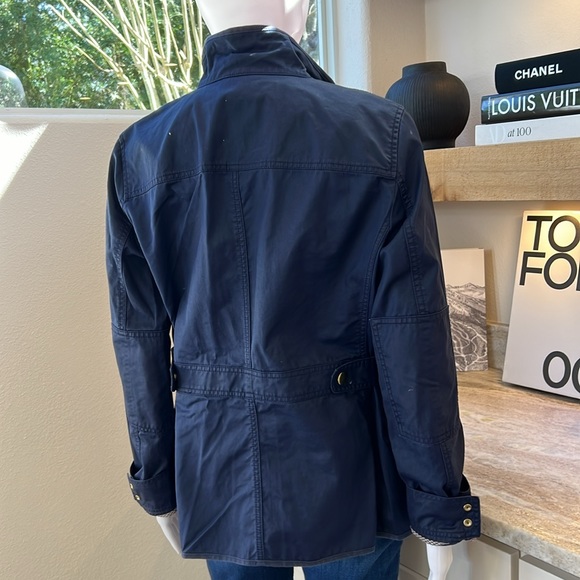 J Crew Women's Downtown Field Navy Blue Waxed Cotton Full Zip Jacket! Size M - Picture 4 of 16